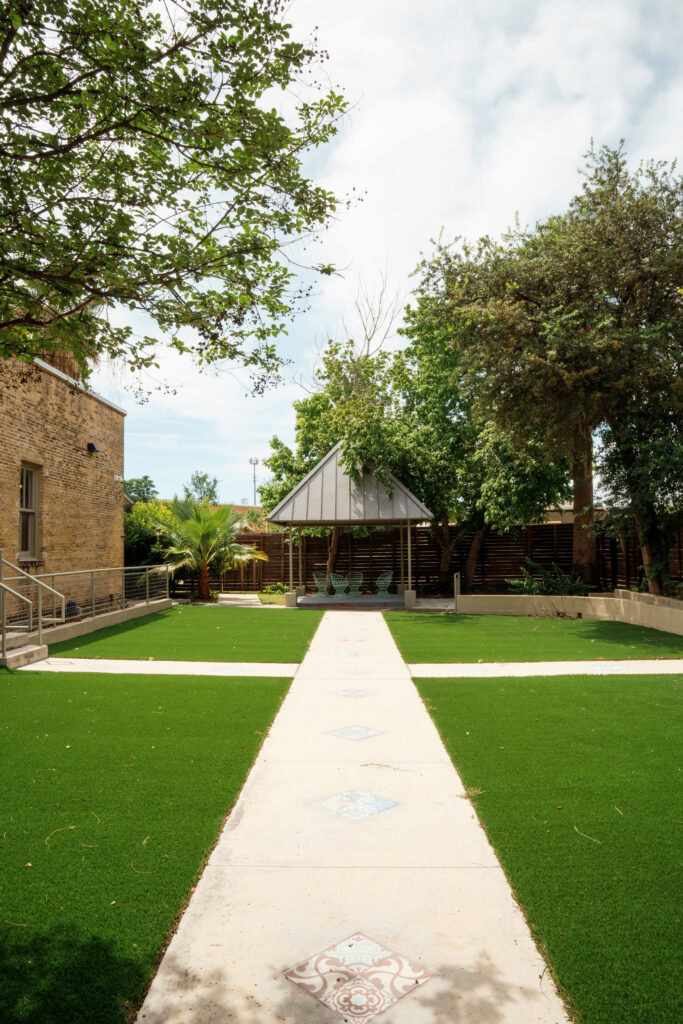 Beautiful outdoor garden space for private events at The Village.
